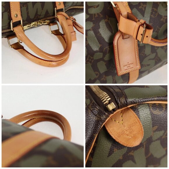 LOUIS VUITTON Monogram Graffiti Keepall 50 Boston Bag Khaki M92196 Auth 129961V - Picture 16 of 16